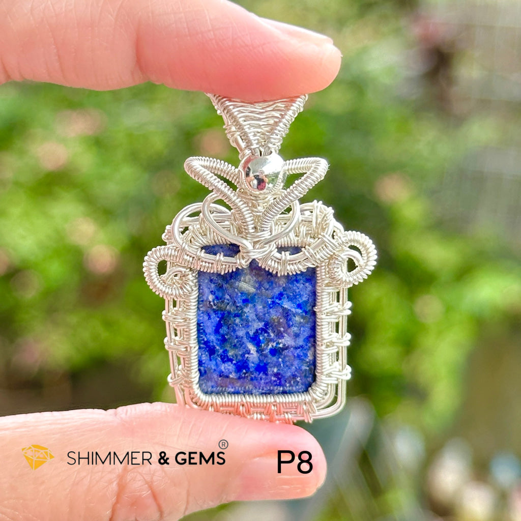 Lapis Lazuli Wire-Wrapped Pendant (Stainless Steel) Pakistan Photo 8