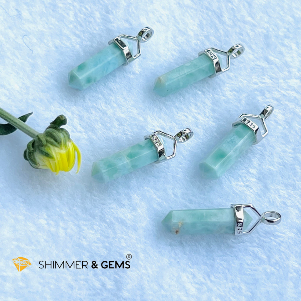 Larimar Double Pointer Pendant 925 Silver (Attract Soulmate Charms & Pendants