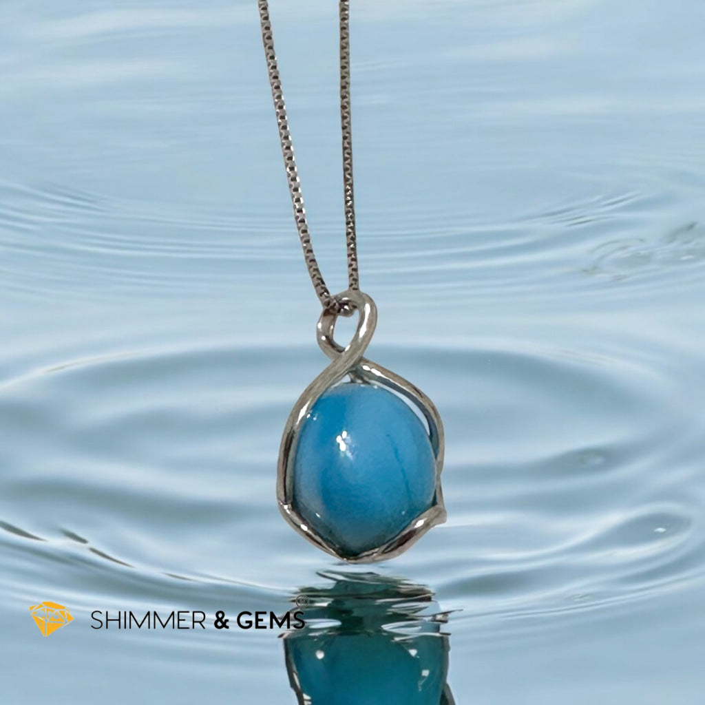 Larimar Oval Pendant 925 Silver (20-25mm)