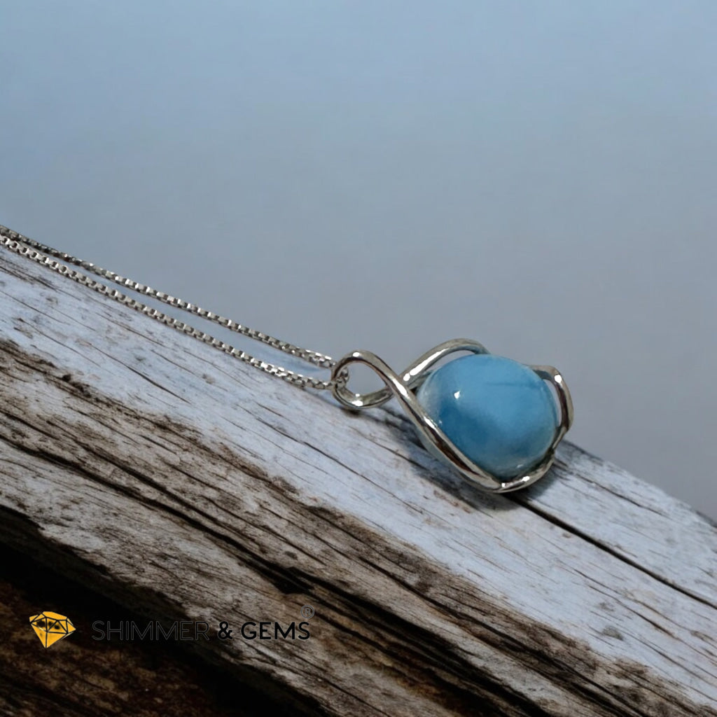 Larimar Oval Pendant 925 Silver (20-25mm)