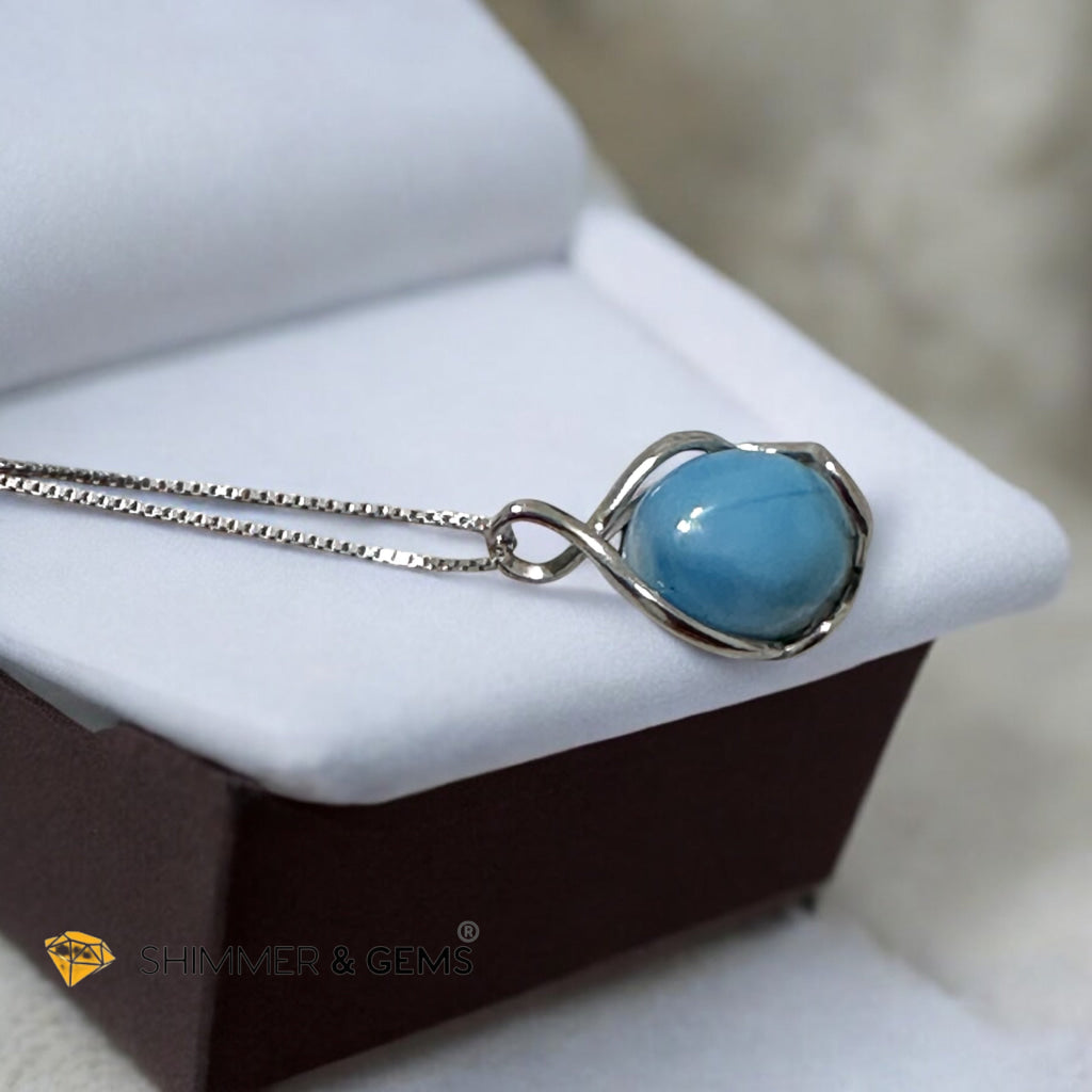 Larimar Oval Pendant 925 Silver (20-25mm)