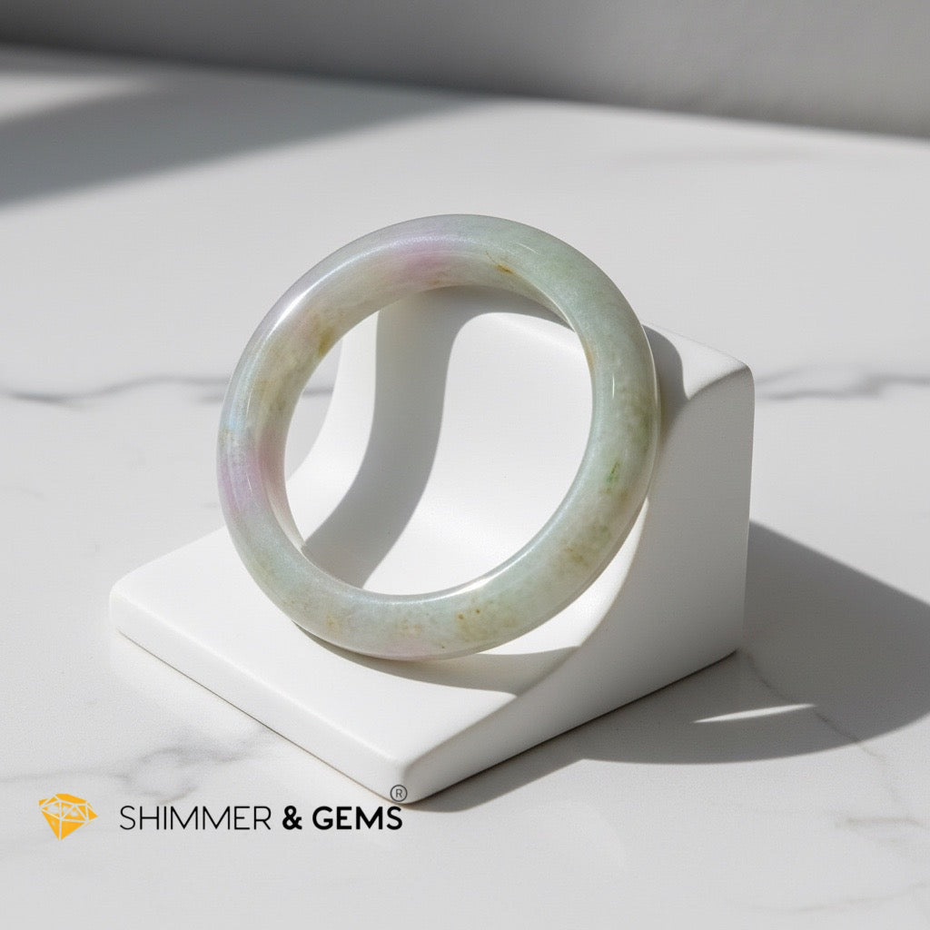 Lavender Green Jadeite Bangle 6.5”