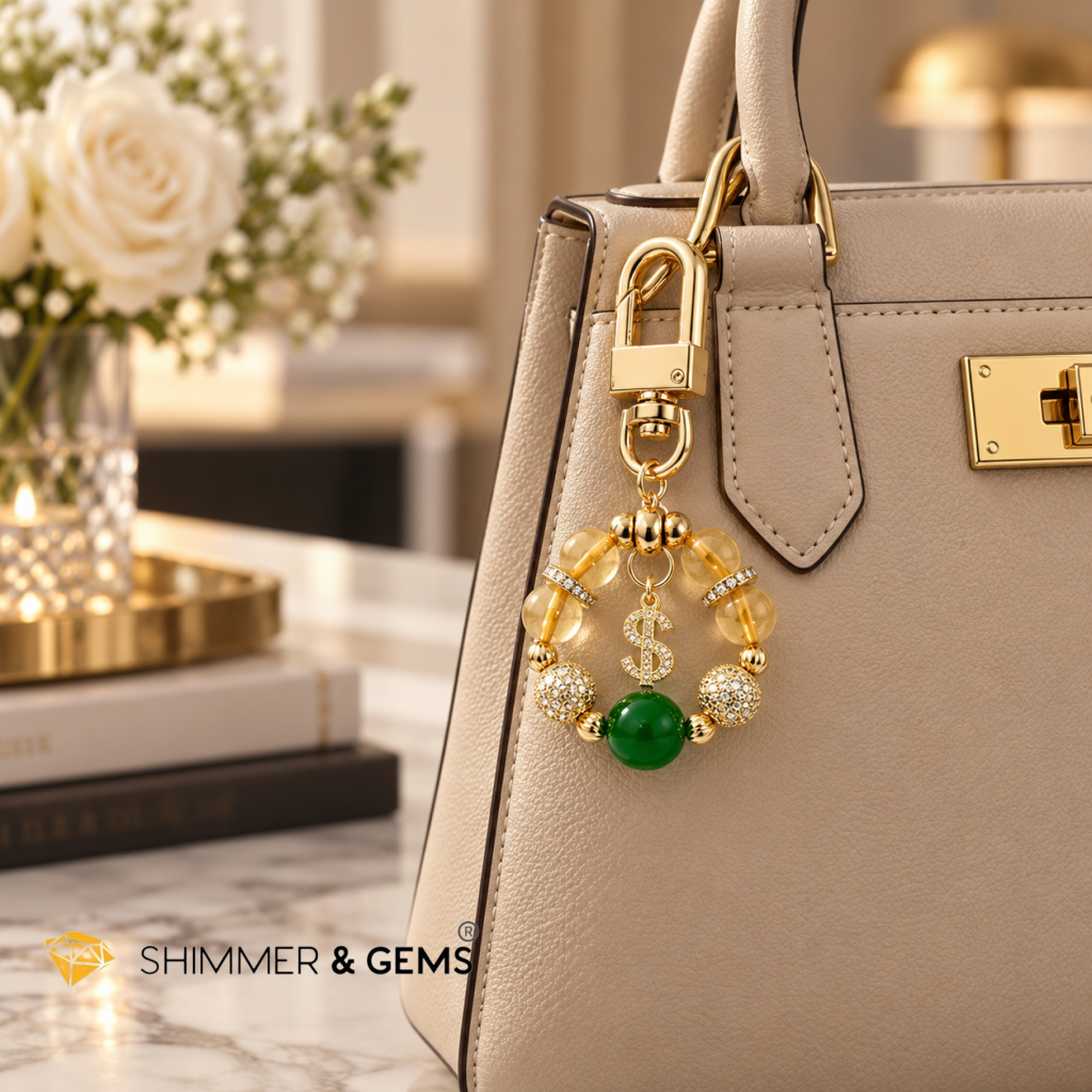 Let’s Be Rich! Bag Charm (Citrine & Aventurine Lotus)