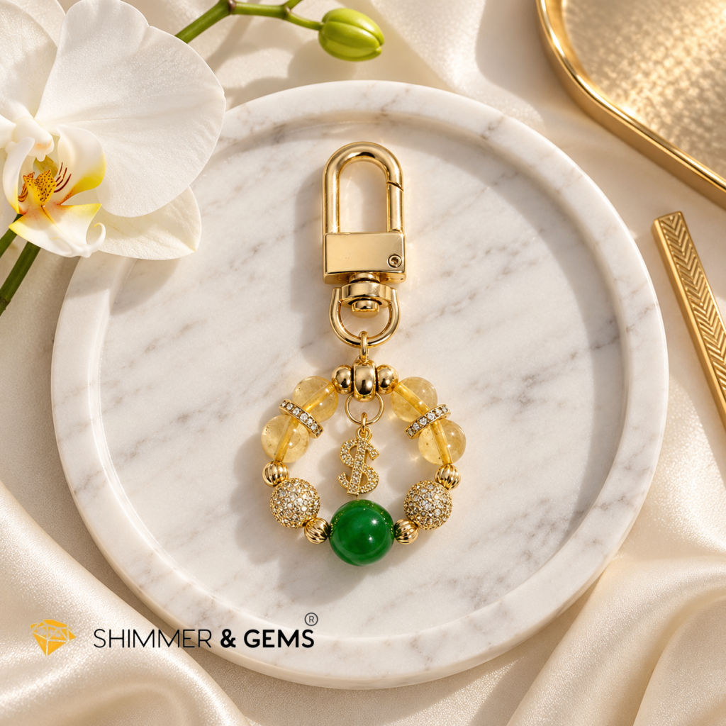 Let’s Be Rich! Bag Charm (Citrine & Aventurine Lotus)