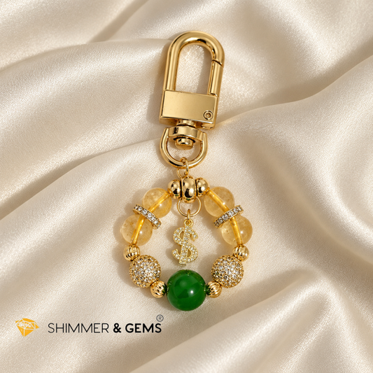 Let’s Be Rich! Bag Charm (Citrine & Aventurine Lotus)