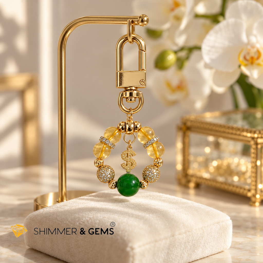 Let’s Be Rich! Bag Charm (Citrine & Aventurine Lotus)