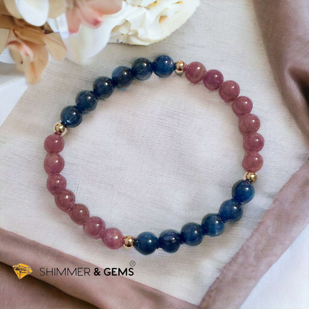 Lord Metatron Bracelet (Ruby & Blue Kyanite 6mm) with 14k Gold Filled Beads