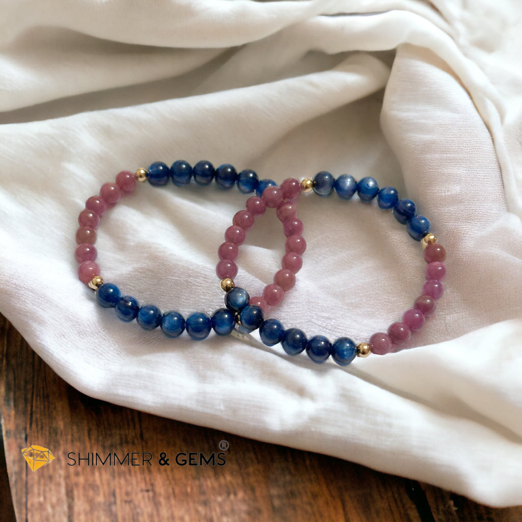 Lord Metatron Bracelet (Ruby & Blue Kyanite 6mm) with 14k Gold Filled Beads