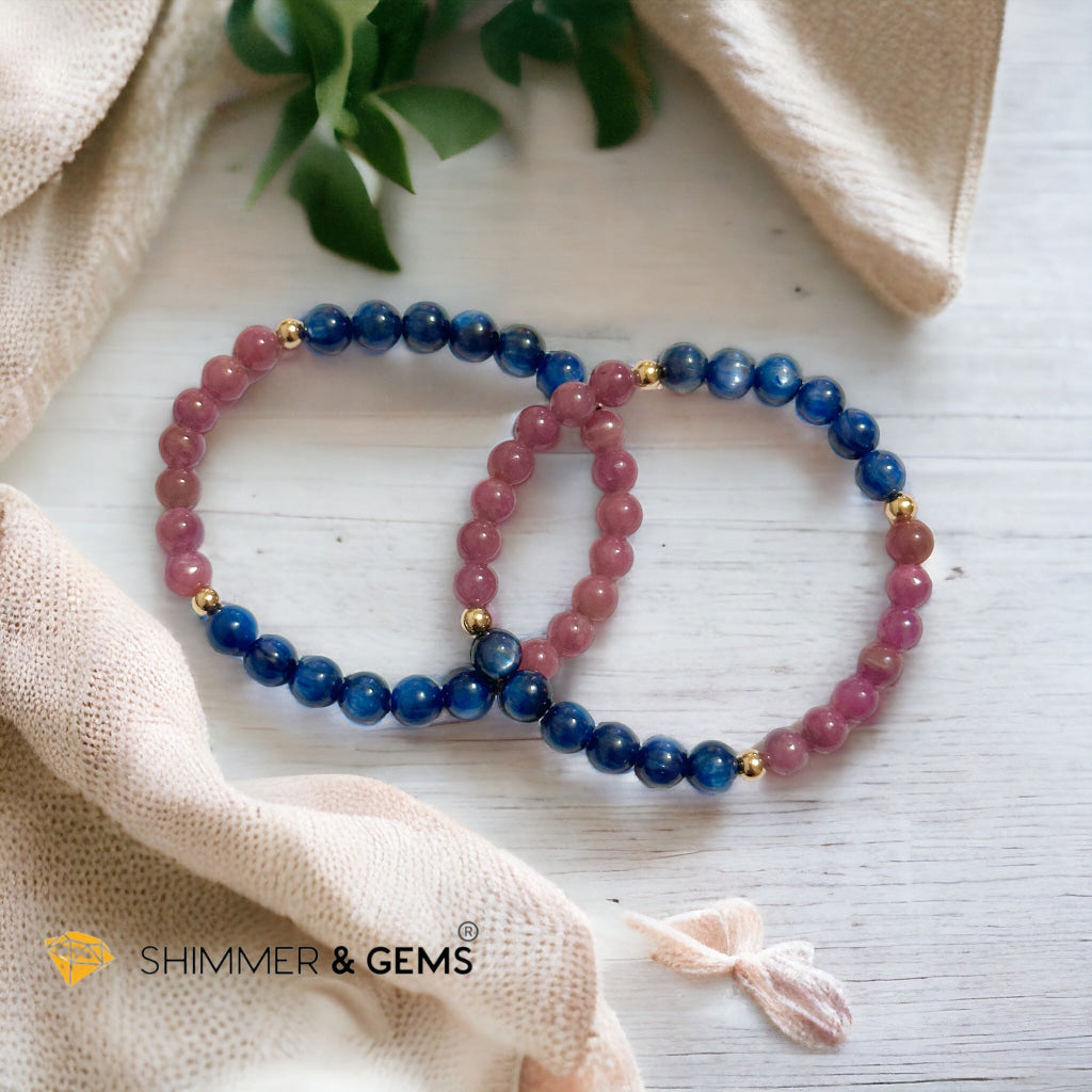 Lord Metatron Bracelet (Ruby & Blue Kyanite 6mm) with 14k Gold Filled Beads