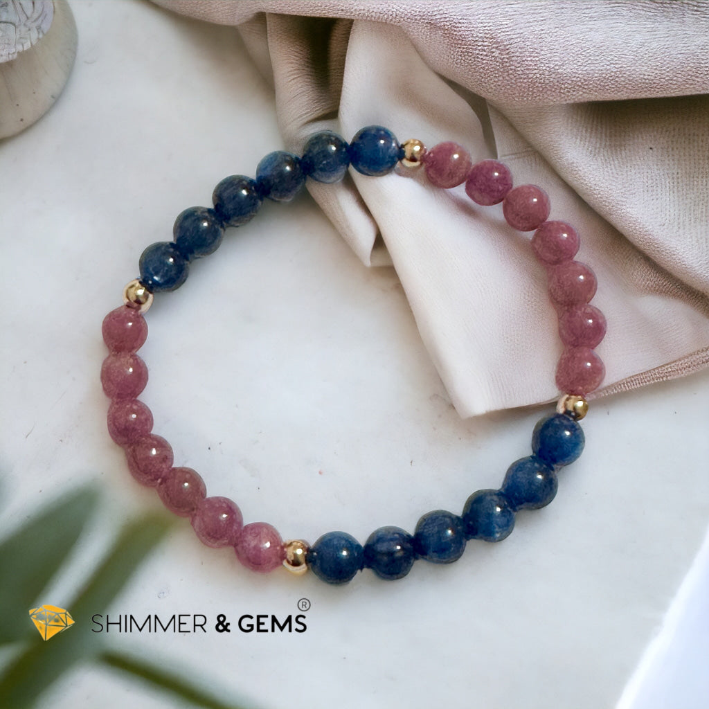 Lord Metatron Bracelet (Ruby & Blue Kyanite 6mm) with 14k Gold Filled Beads