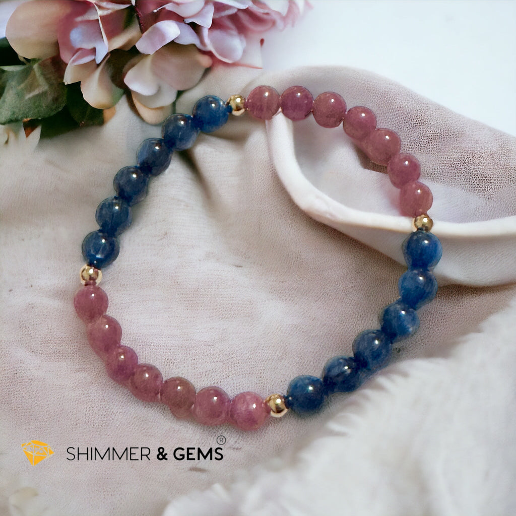 Lord Metatron Bracelet (Ruby & Blue Kyanite 6mm) with 14k Gold Filled Beads