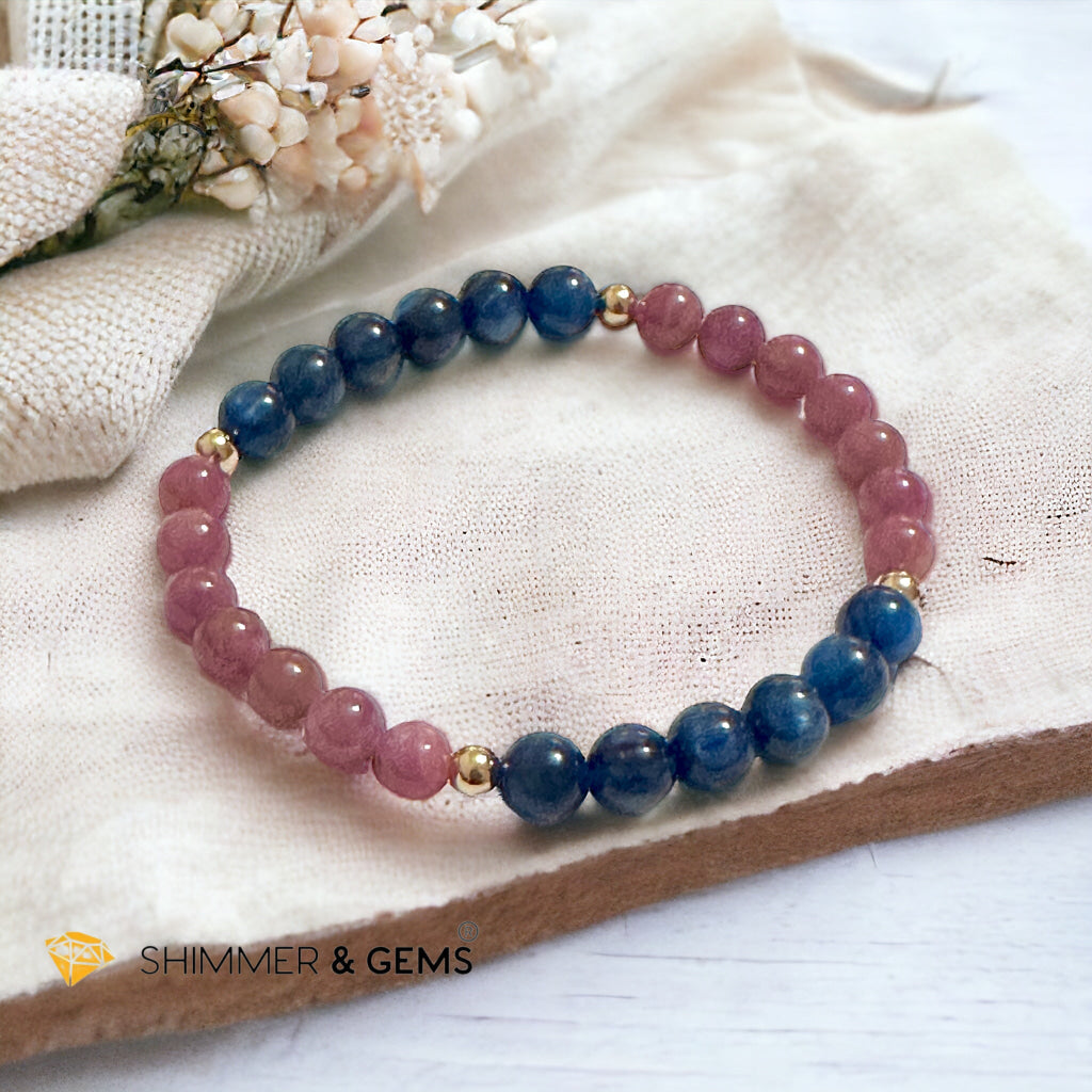 Lord Metatron Bracelet (Ruby & Blue Kyanite 6mm) with 14k Gold Filled Beads