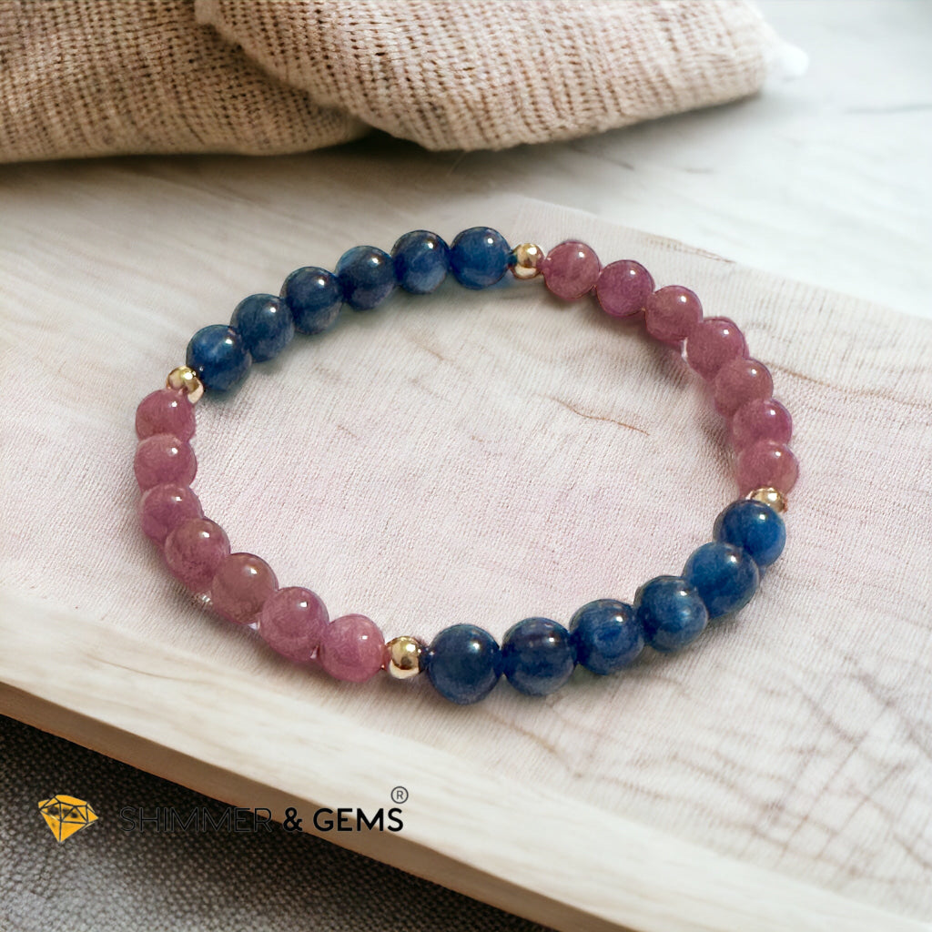 Lord Metatron Bracelet (Ruby & Blue Kyanite 6mm) with 14k Gold Filled Beads