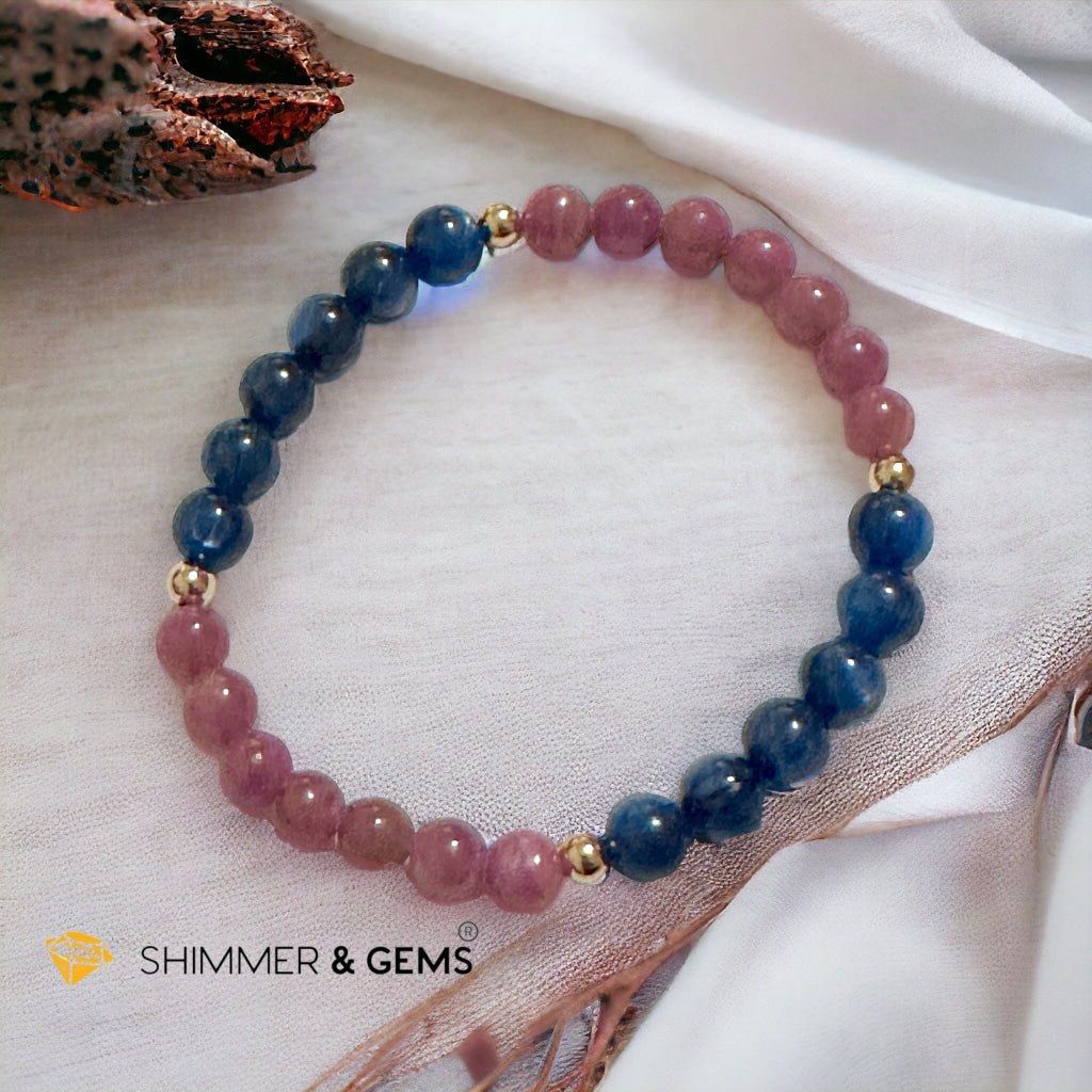 Lord Metatron Bracelet (Ruby & Blue Kyanite 6mm) with 14k Gold Filled Beads