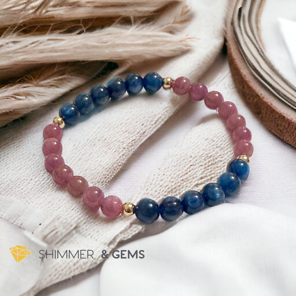 Lord Metatron Bracelet (Ruby & Blue Kyanite 6mm) with 14k Gold Filled Beads
