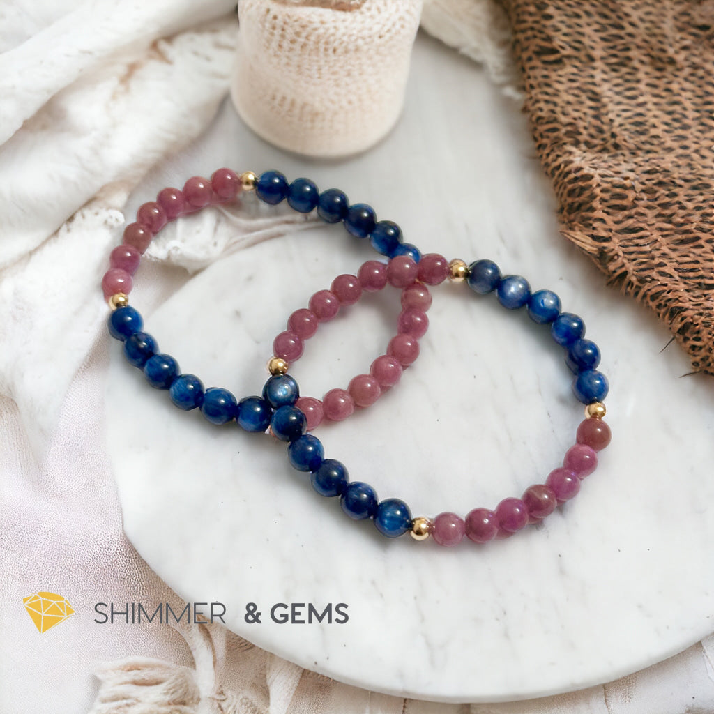 Lord Metatron Bracelet (Ruby & Blue Kyanite 6mm) with 14k Gold Filled Beads