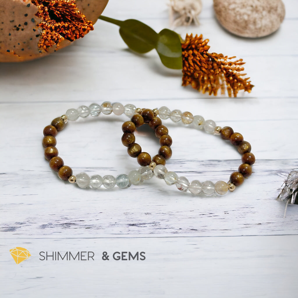 Lord Sananda Jesus Christ Bracelet (Gold Coral & Natural Topaz 6mm) 14k Gold Filled Beads
