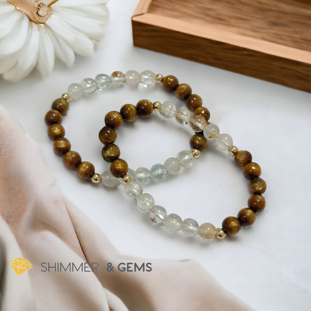 Lord Sananda Jesus Christ Bracelet (Gold Coral & Natural Topaz 6mm) 14k Gold Filled Beads