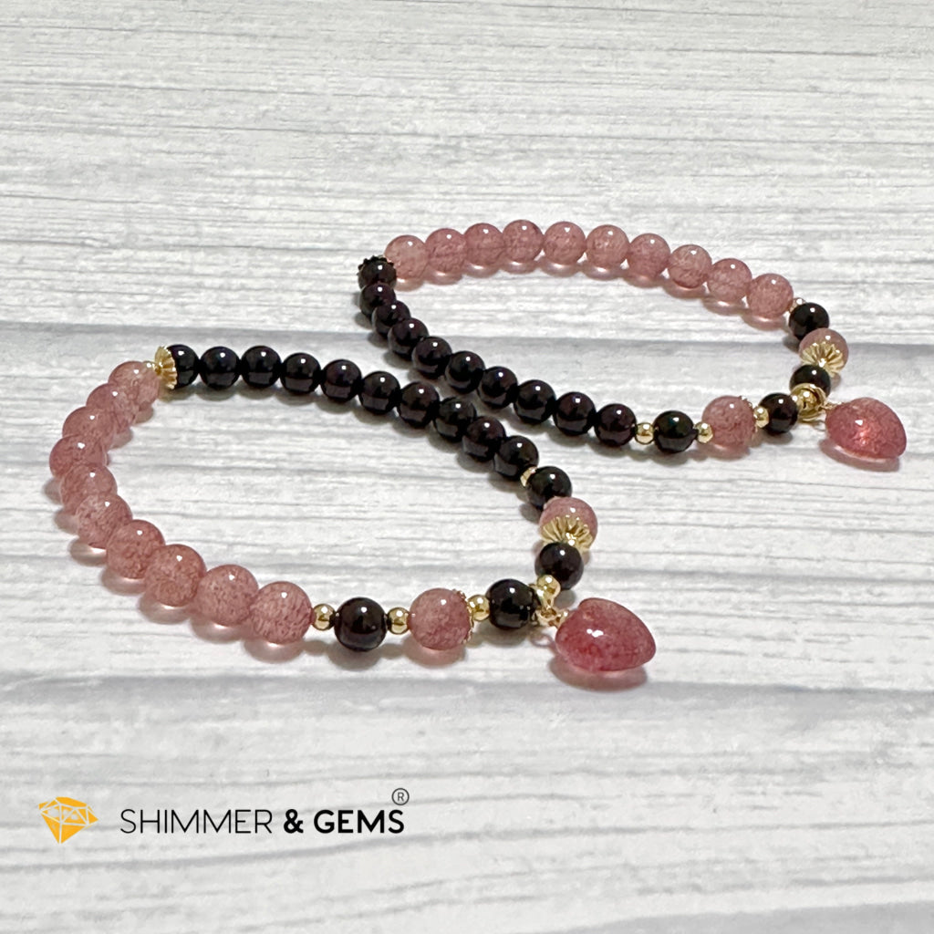 Love & Friendship Bracelet (Strawberry Quartz & Garnet)