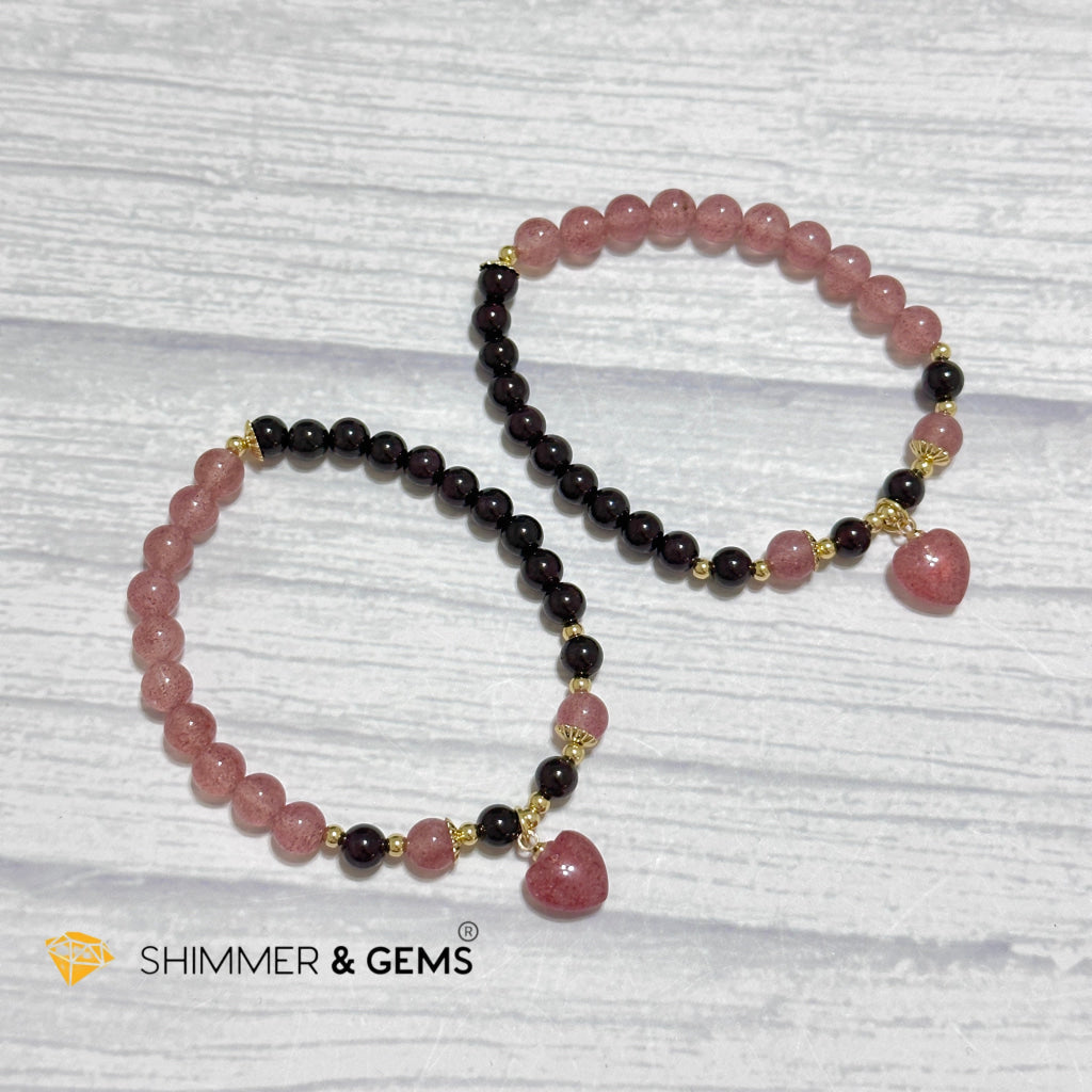 Love & Friendship Bracelet (Strawberry Quartz & Garnet)