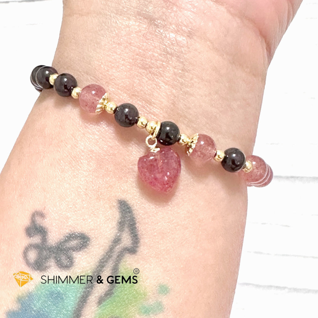 Love & Friendship Bracelet (Strawberry Quartz & Garnet)