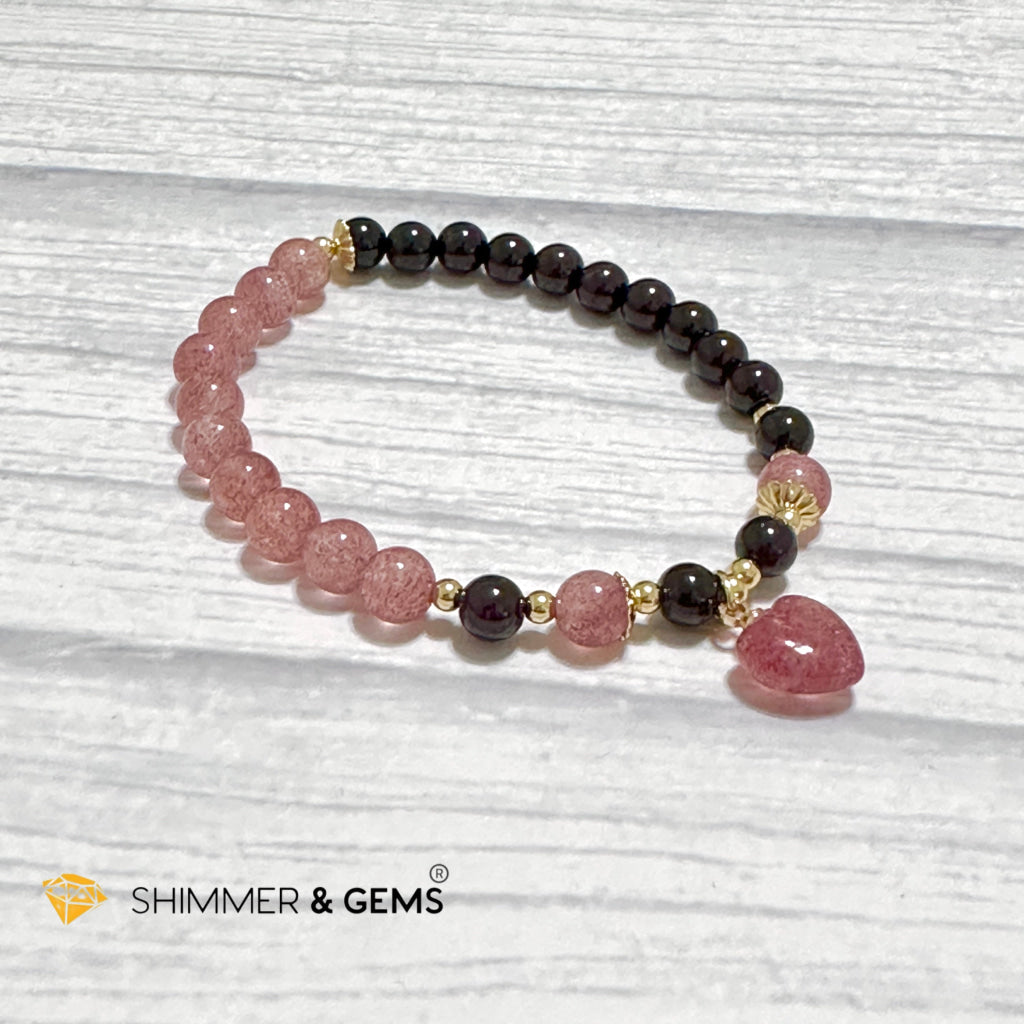 Love & Friendship Bracelet (Strawberry Quartz & Garnet)