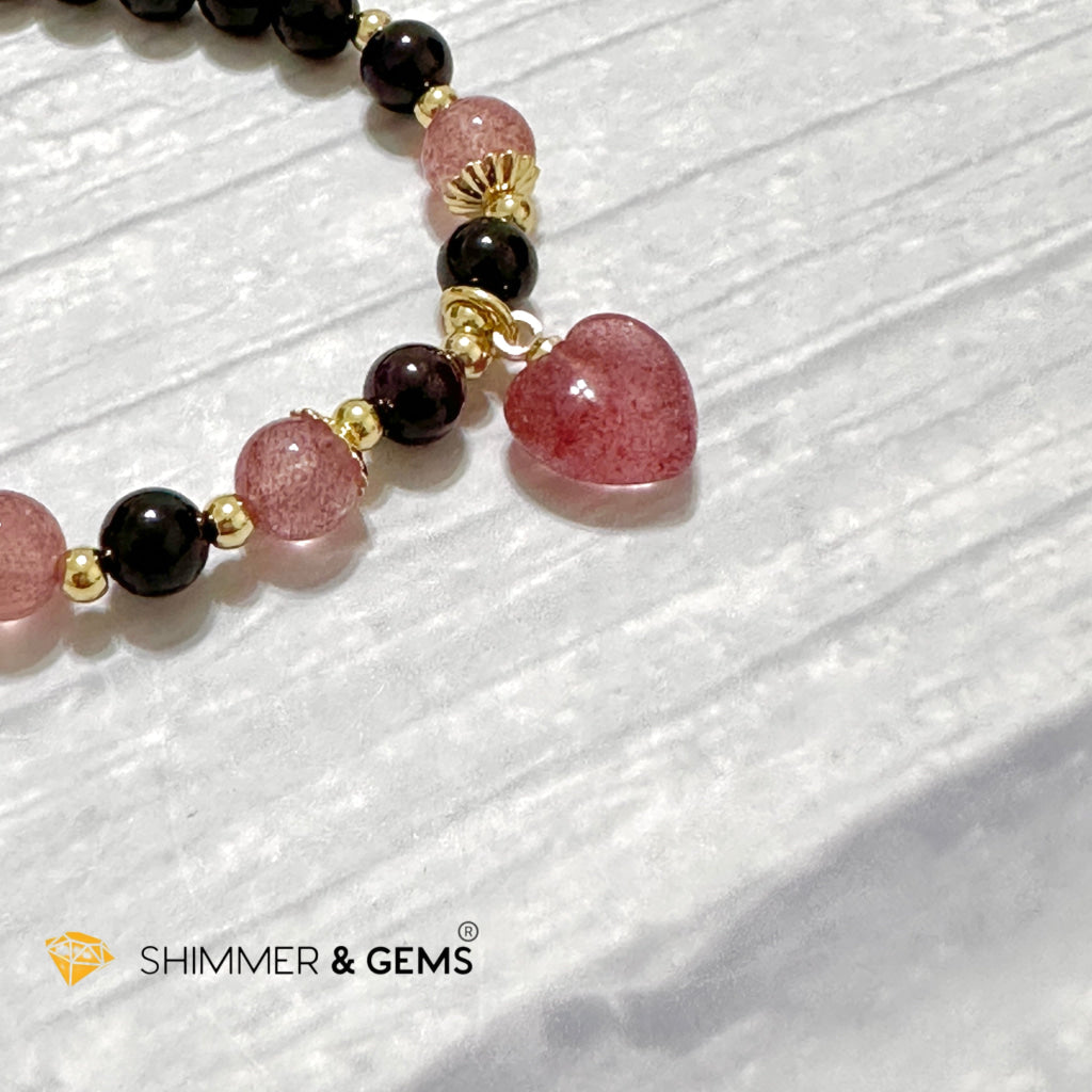 Love & Friendship Bracelet (Strawberry Quartz & Garnet)