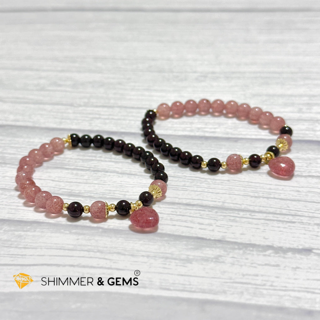 Love & Friendship Bracelet (Strawberry Quartz & Garnet)