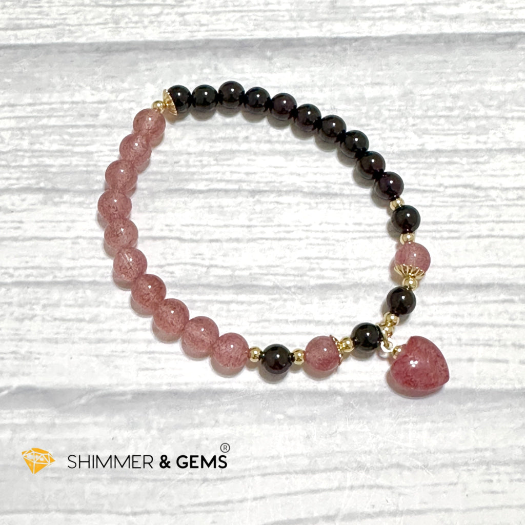 Love & Friendship Bracelet (Strawberry Quartz & Garnet)