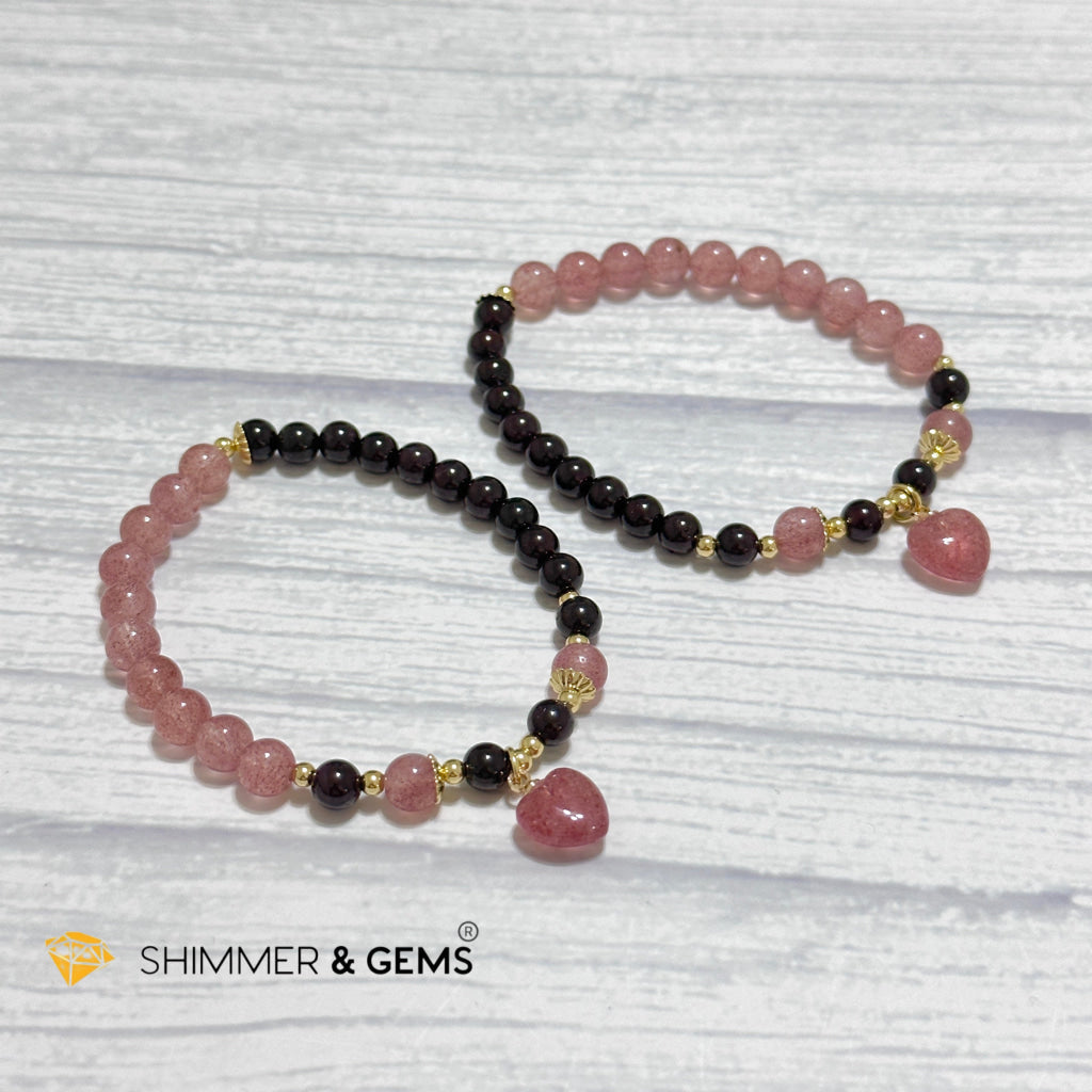 Love & Friendship Bracelet (Strawberry Quartz & Garnet)