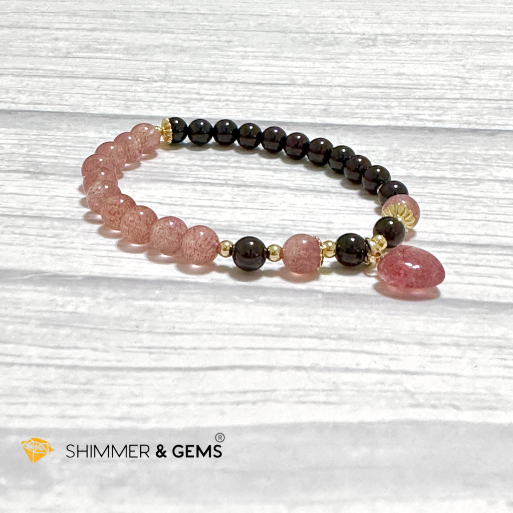 Love & Friendship Bracelet (Strawberry Quartz & Garnet)