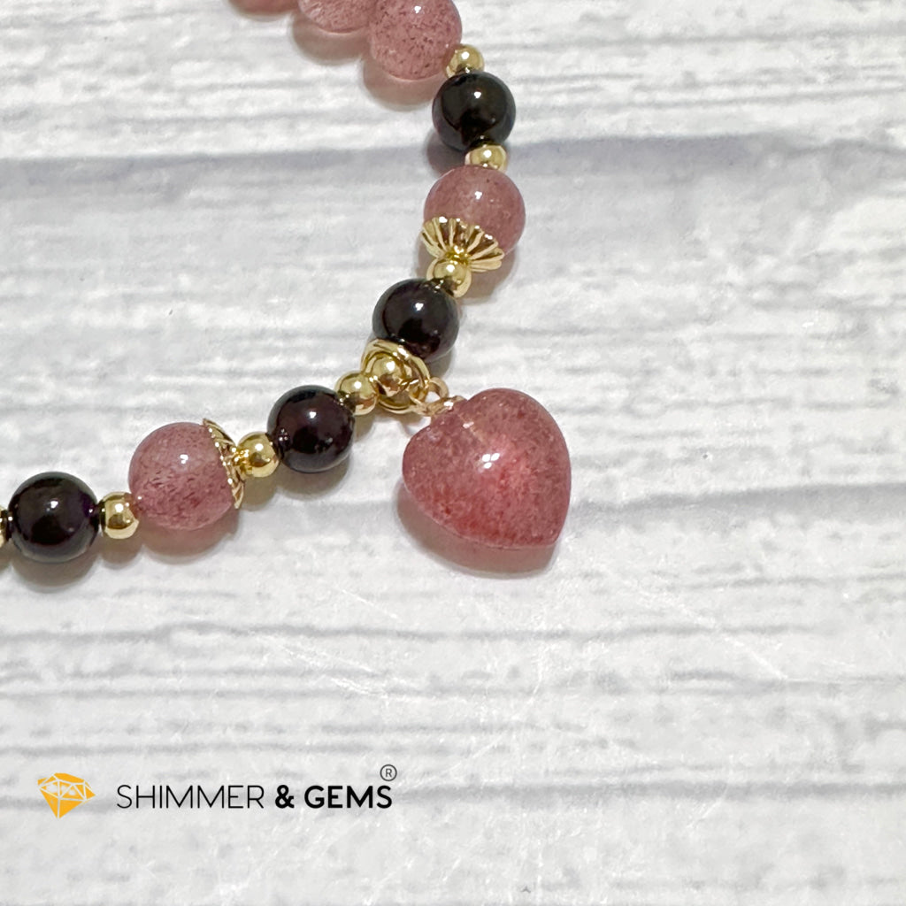 Love & Friendship Bracelet (Strawberry Quartz & Garnet)