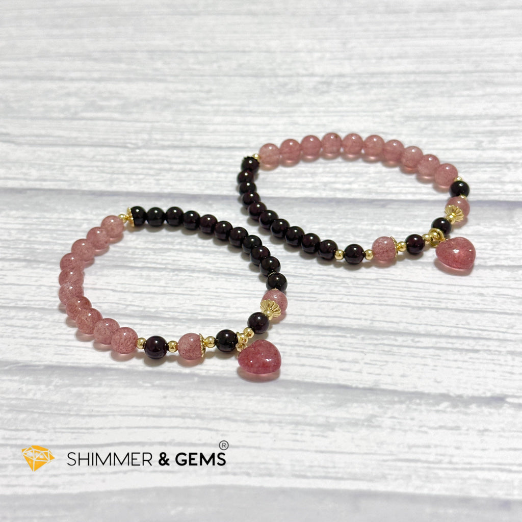 Love & Friendship Bracelet (Strawberry Quartz & Garnet)