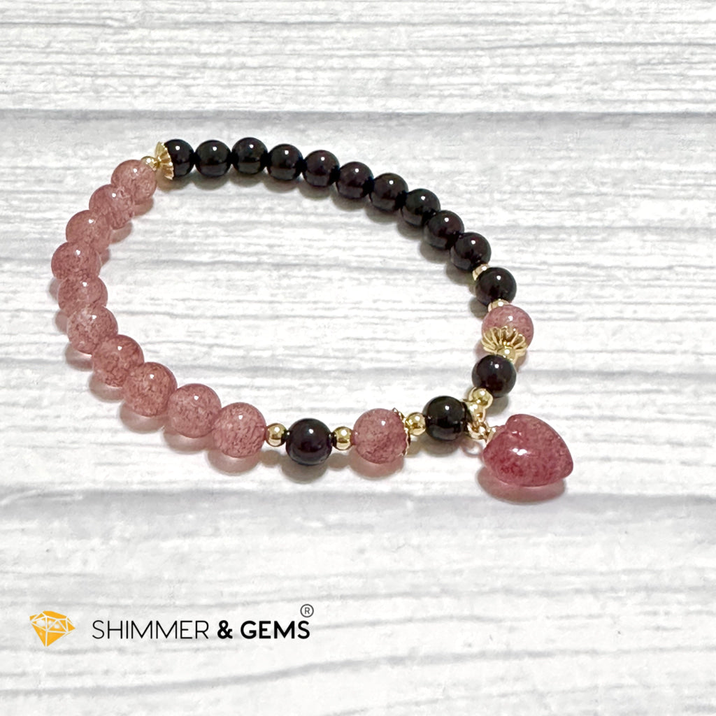 Love & Friendship Bracelet (Strawberry Quartz & Garnet)