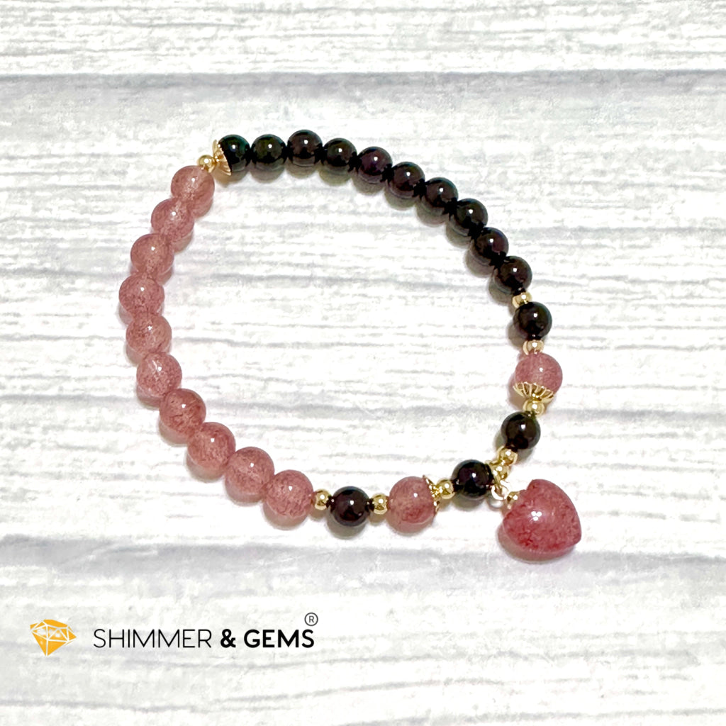 Love & Friendship Bracelet (Strawberry Quartz & Garnet)