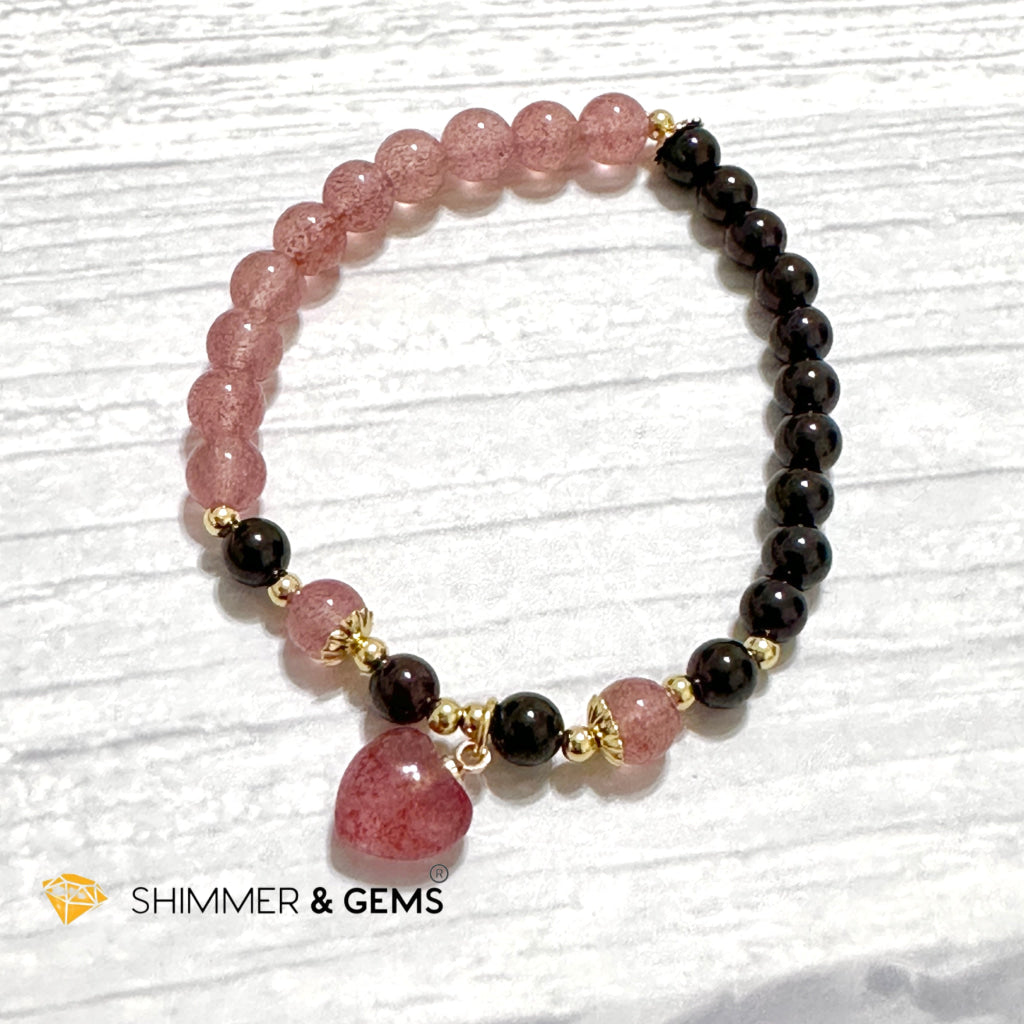 Love & Friendship Bracelet (Strawberry Quartz & Garnet)