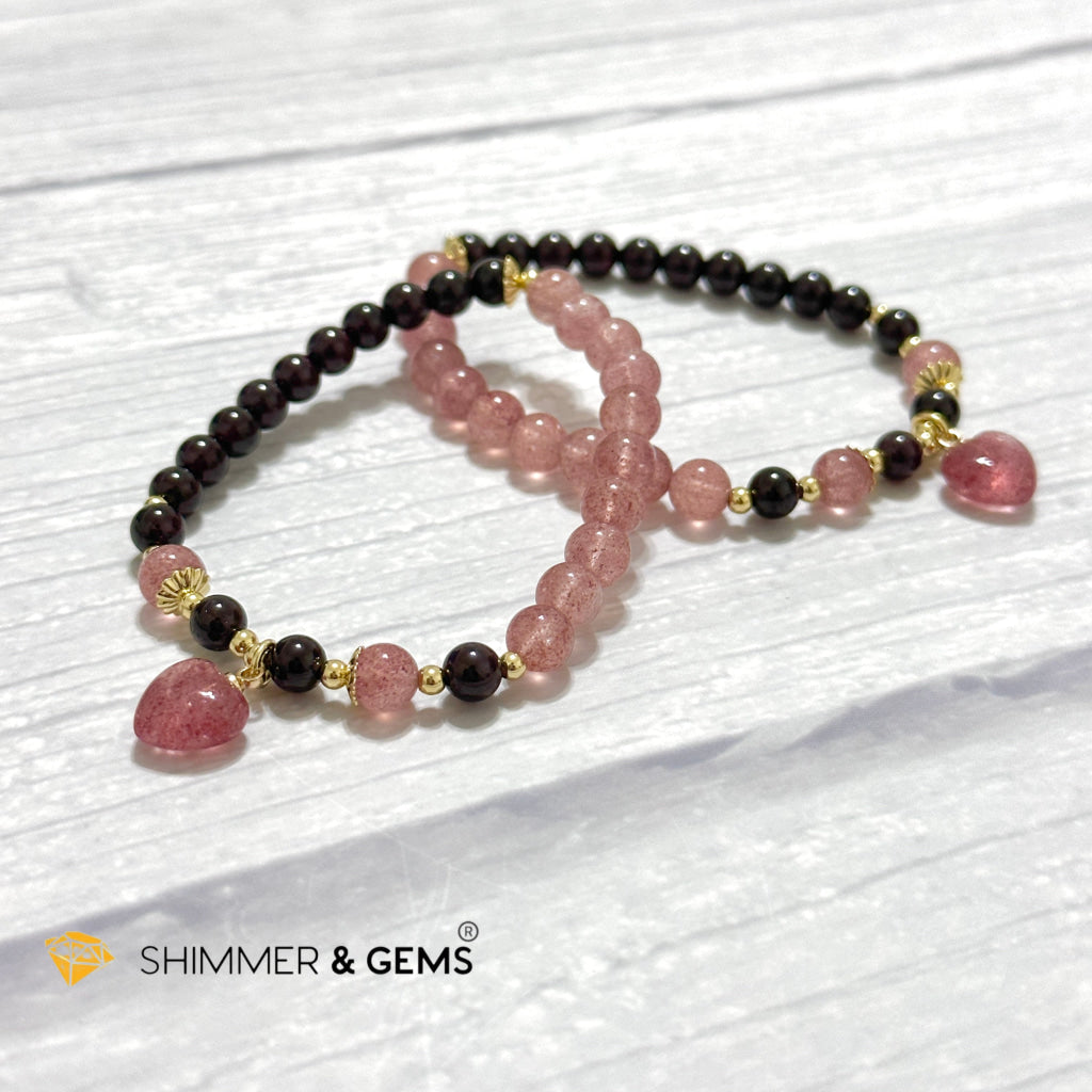 Love & Friendship Bracelet (Strawberry Quartz & Garnet)