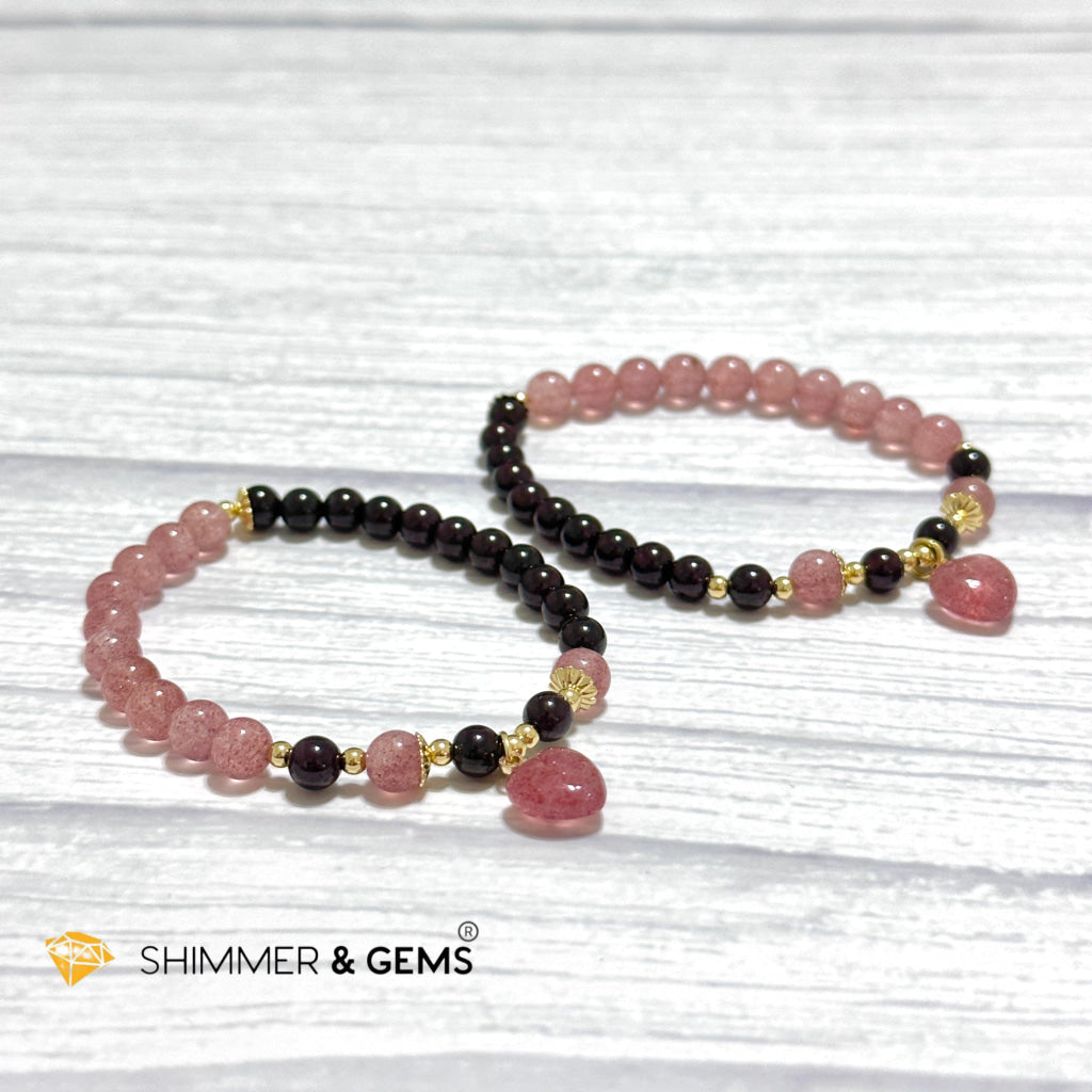 Love & Friendship Bracelet (Strawberry Quartz & Garnet)