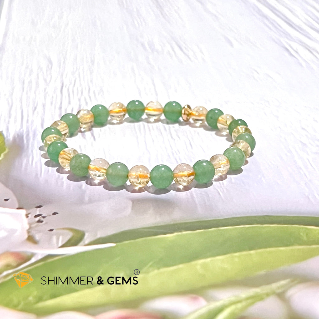 Luck In Money Bracelet (Citrine & Aventurine) 6Mm 5.5