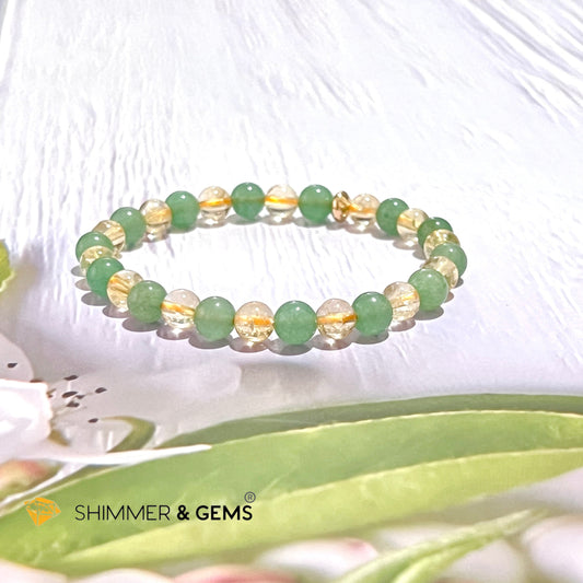 Luck In Money Bracelet (Citrine & Aventurine) 6Mm 5.5