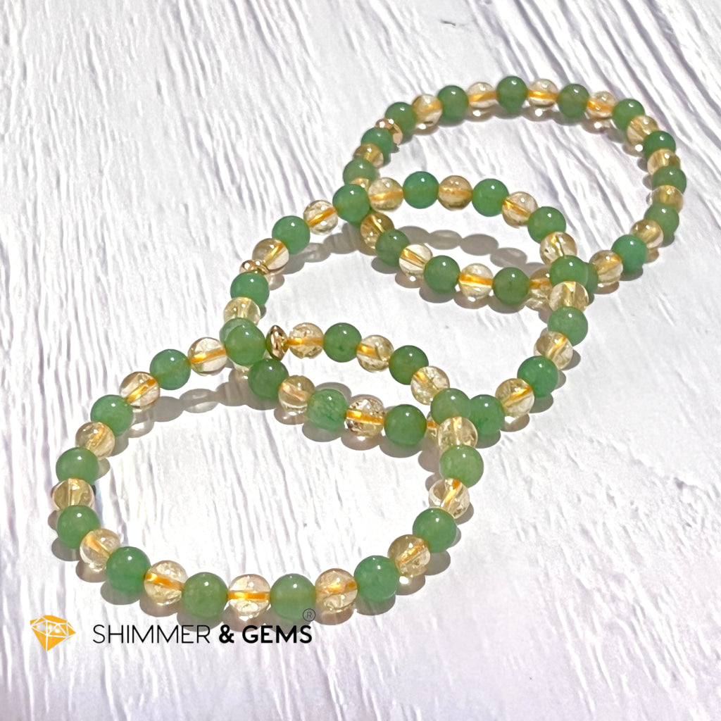 Luck In Money Bracelet (Citrine & Aventurine) 6Mm