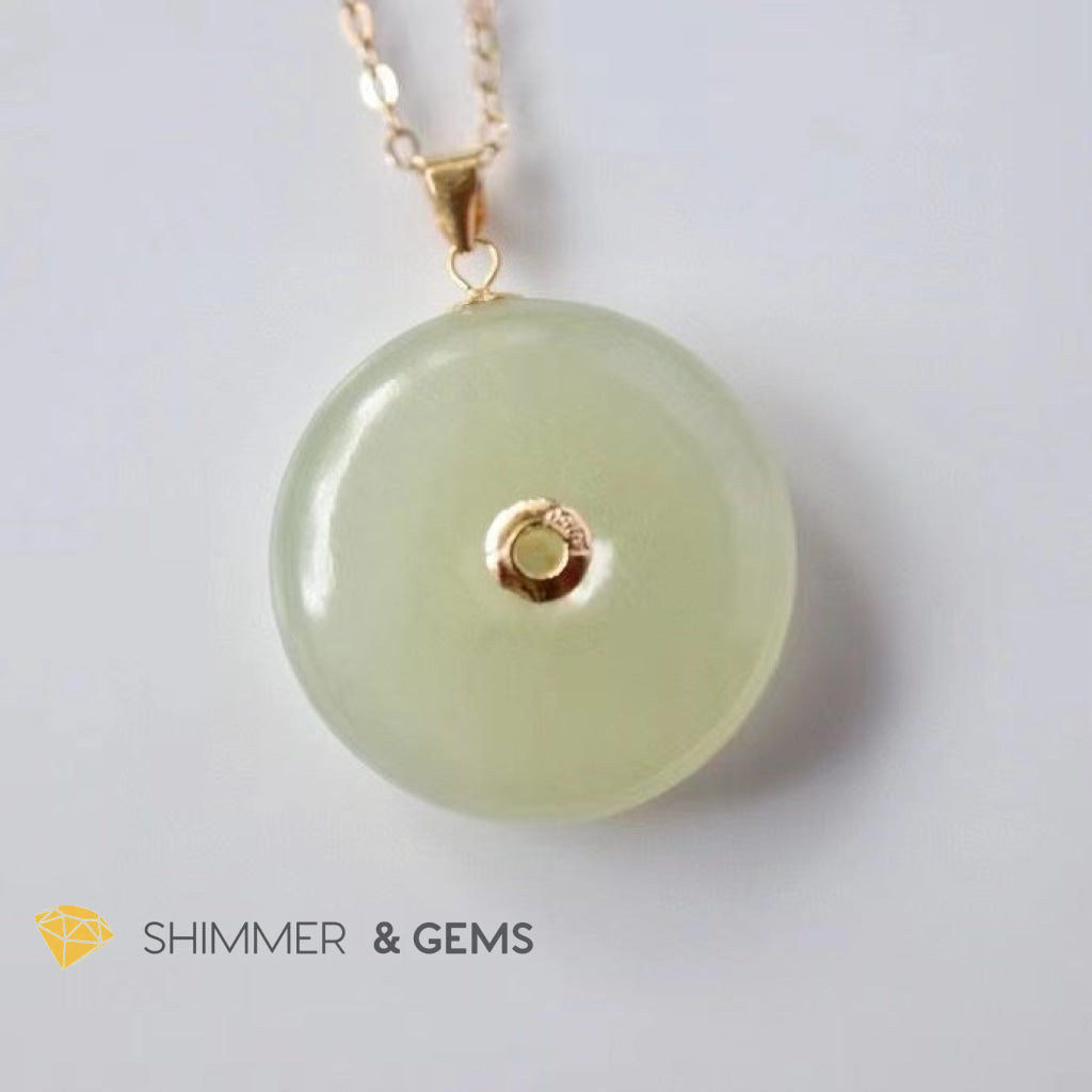 Lucky Coin Jade 18K Gold Pendant (20Mm) Charms & Pendants