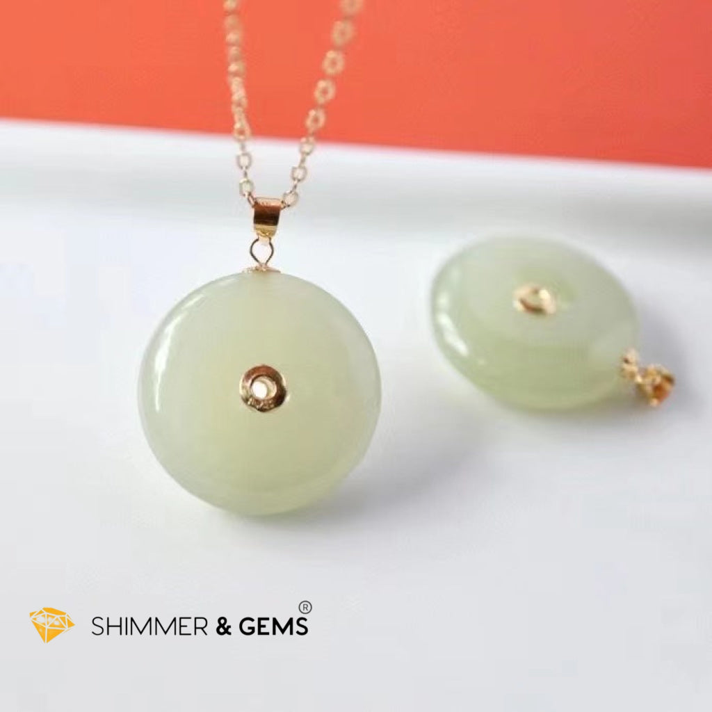 Lucky Coin Jade 18K Gold Pendant (20Mm) Charms & Pendants