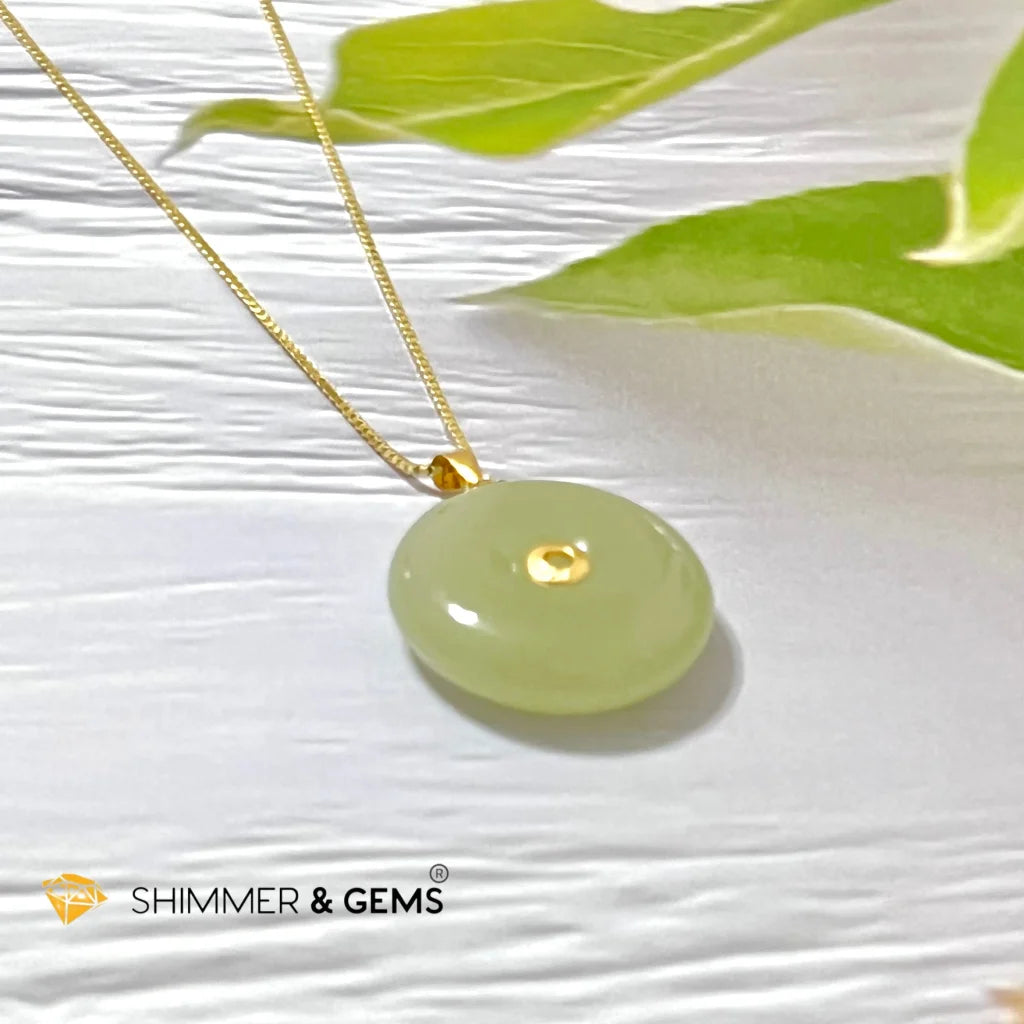“Lucky Coin” Jade 18K Gold Pendant (20mm)