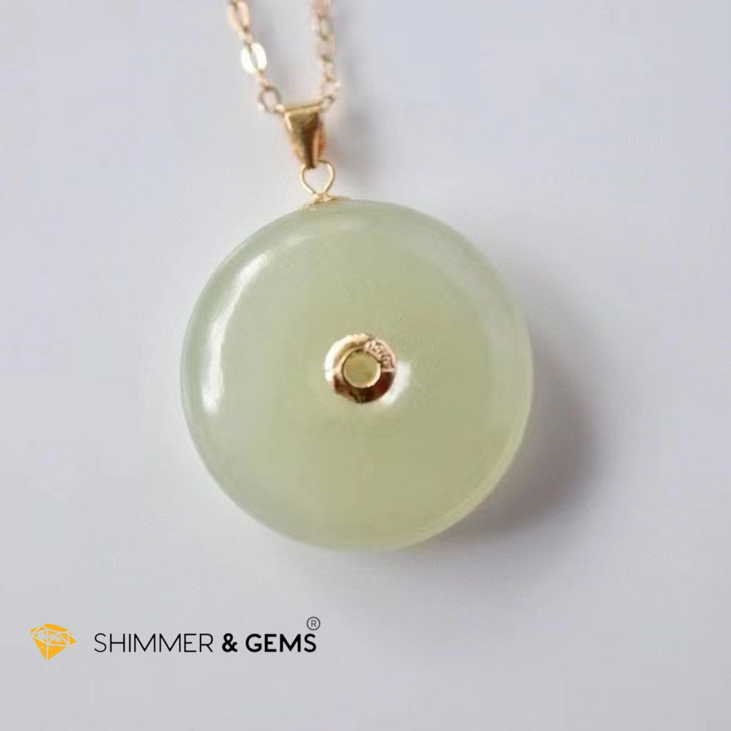 Lucky Coin Jade 18K Gold Pendant (20Mm) Charms & Pendants