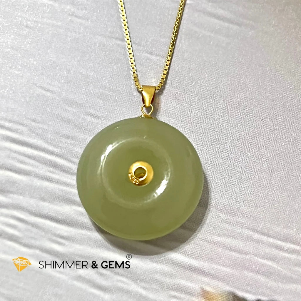 “Lucky Coin” Jade 18K Gold Pendant (20mm)