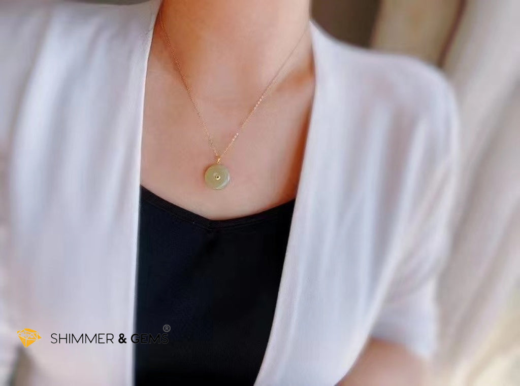 Lucky Coin Jade 18K Gold Pendant (20Mm) Charms & Pendants