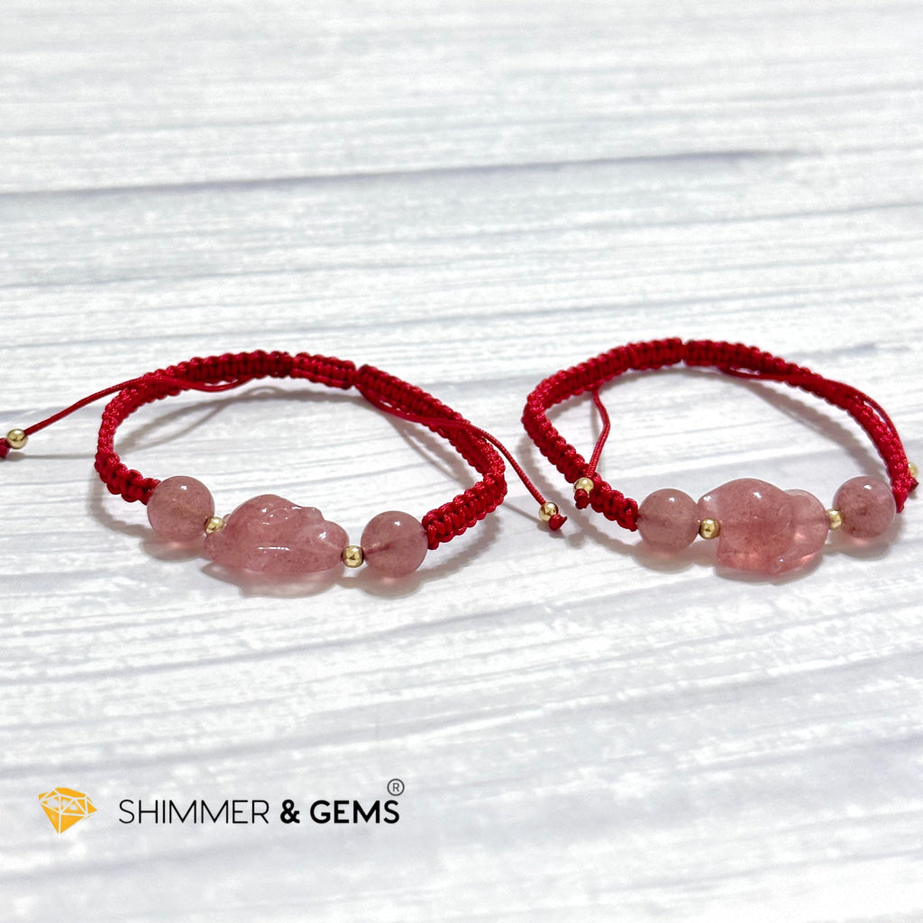 Lucky Fox Strawberry Quartz Red Woven Bracelet