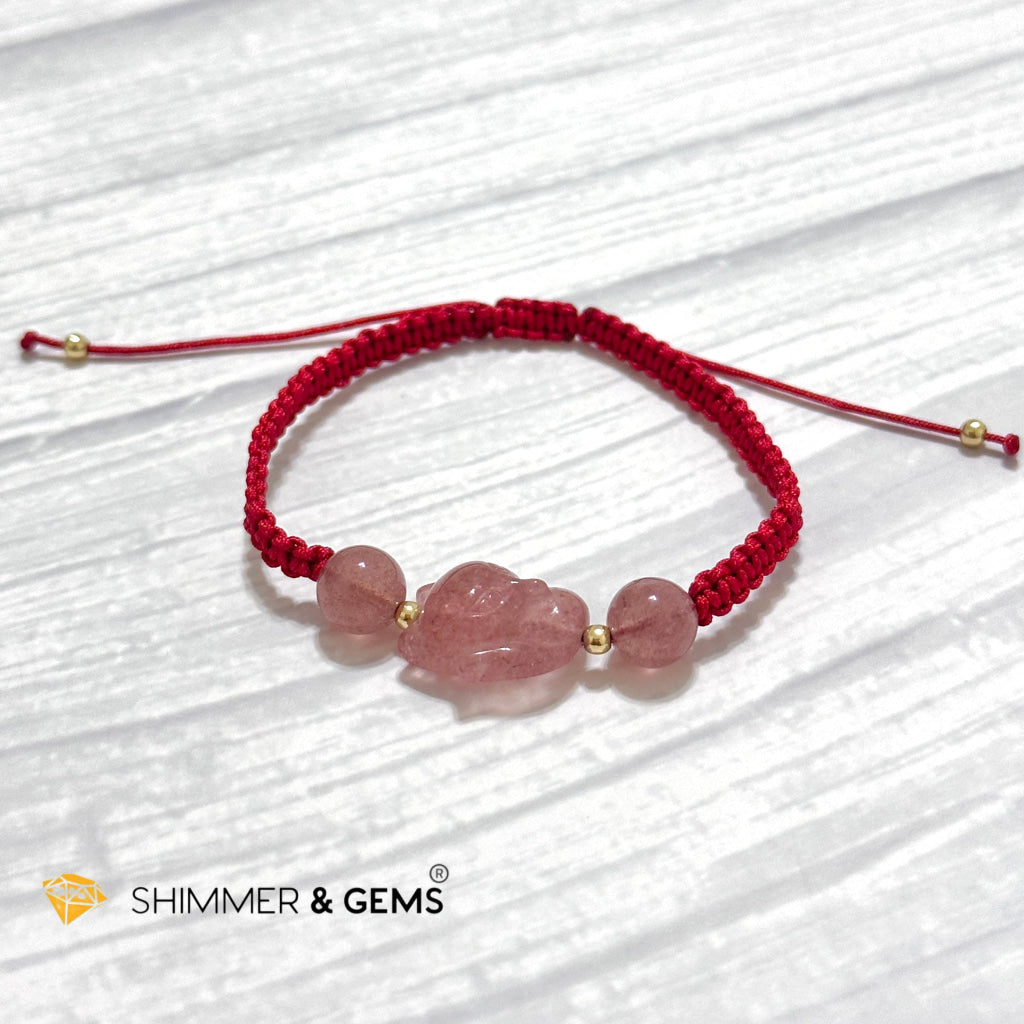 Lucky Fox Strawberry Quartz Red Woven Bracelet