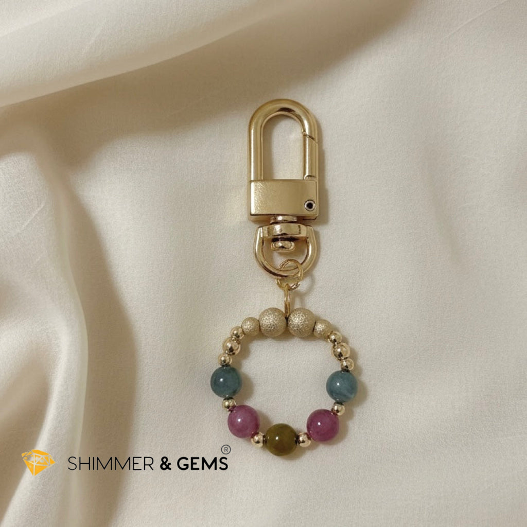 Macaron Tourmaline Stress Release Bag Charm in 14k Gold Filled by Audrey